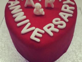 Heart shaped anniversary cake