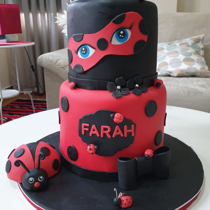Two Tiers Miraculous Theme  Chocolate & Strawberry Cake