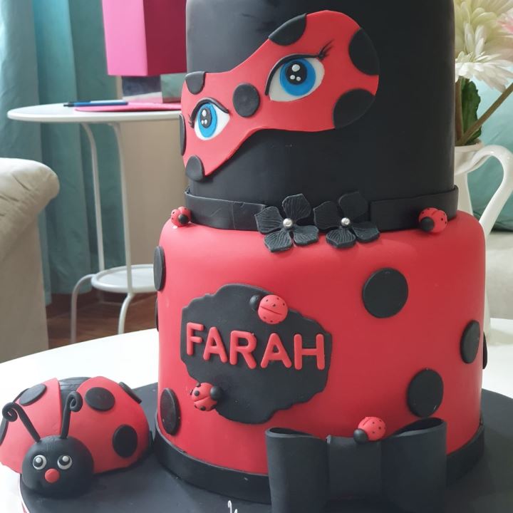 Two Tiers Miraculous Theme  Chocolate & Strawberry Cake