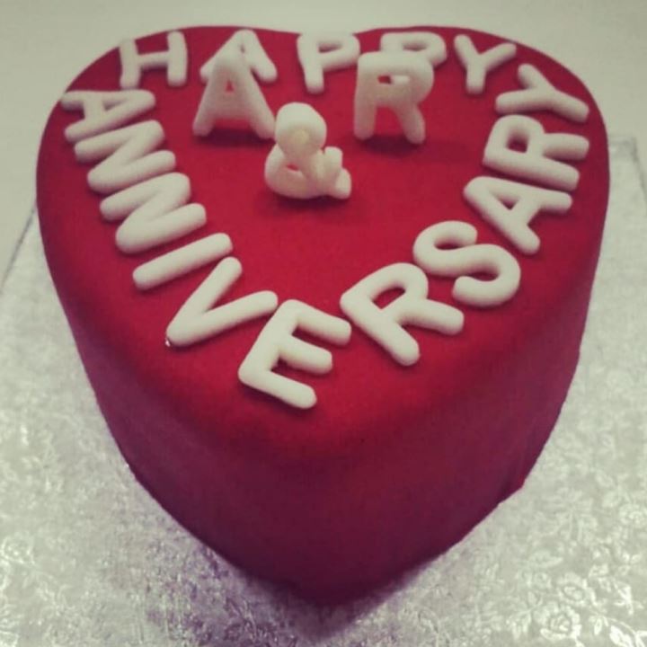 Heart shaped anniversary cake